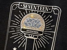 Load image into Gallery viewer, Hand Embellished Blinged Out Seventeen Lightstick Tarot Tee, Seventeen Concert, Gift for Kpop Fan