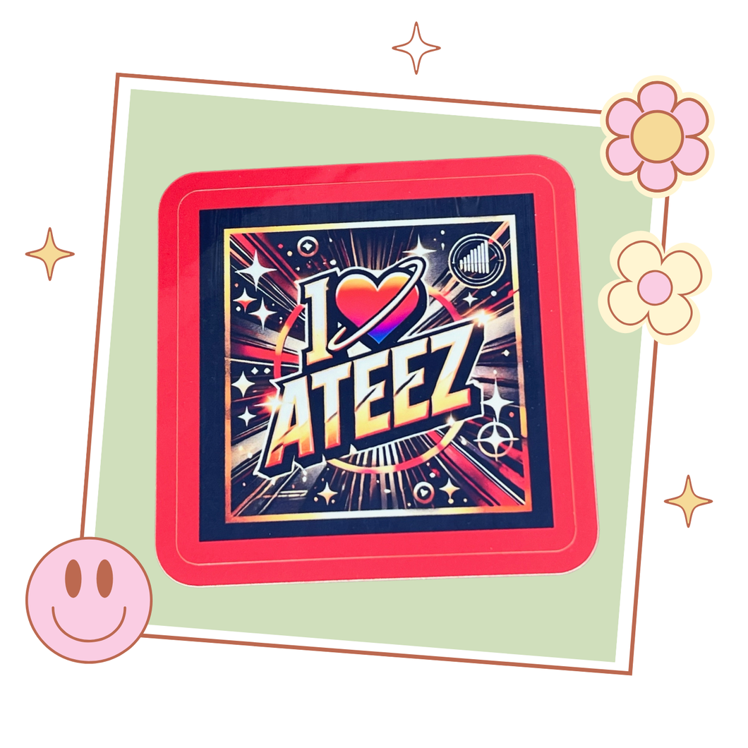 I Heart Ateez sticker, gift for KPop fan, Ateez merch