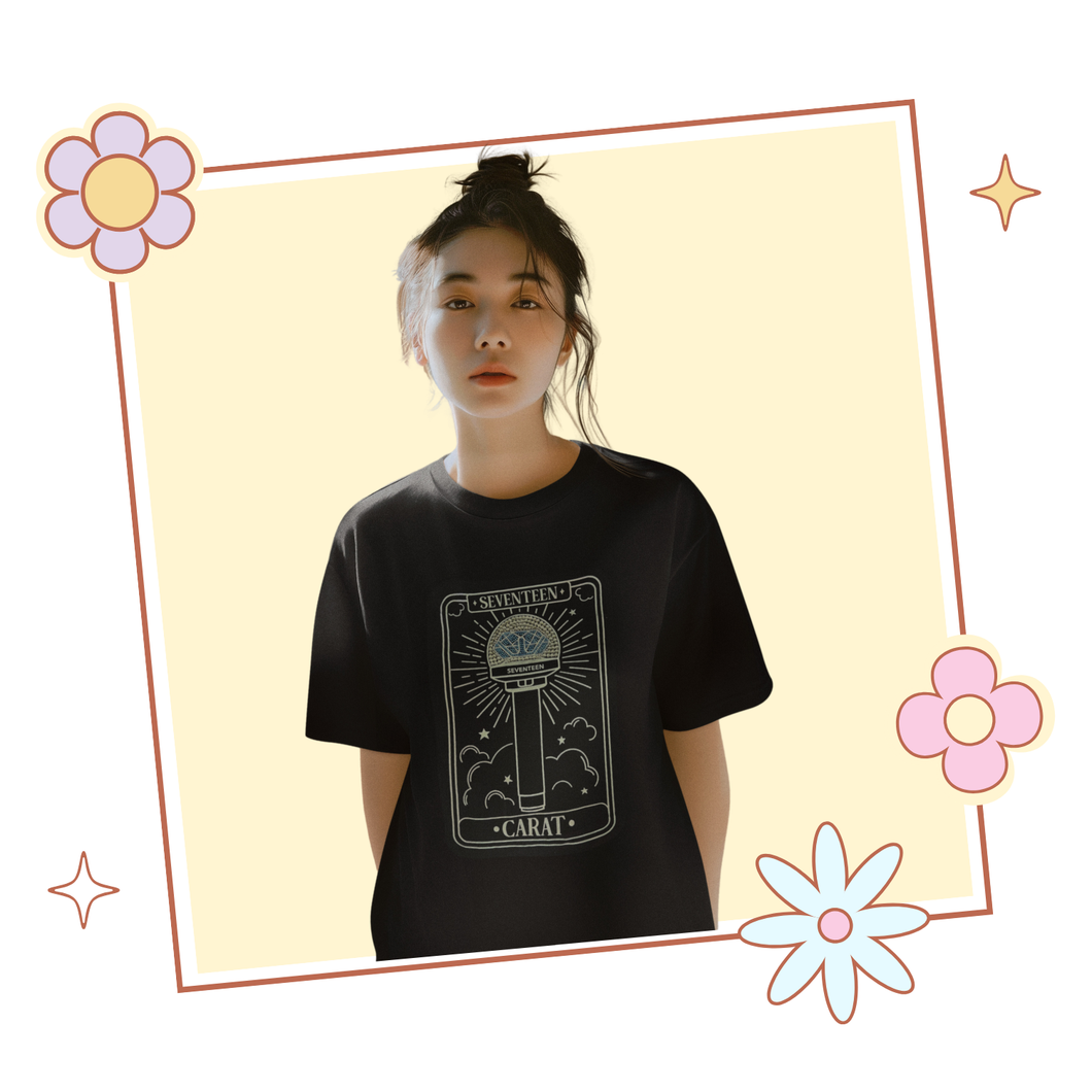 Hand Embellished Blinged Out Seventeen Lightstick Tarot Tee, Seventeen Concert, Gift for Kpop Fan