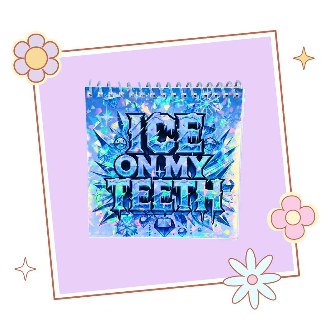Handmade Ateez Inspired Holographic Ice On My Teeth Spiral Notebook, Gift for Kpop fan, Ateez Merch